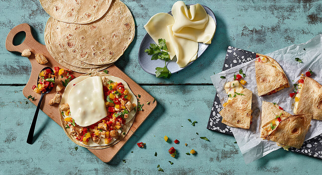 Chicken-Quesadillas mit Chili und Käse