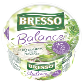 Bresso Frischkäse Becher Balance Kräuter der Provence Bresso Produkt packshot Frischkäse Becher Balance Kräuter der Provence