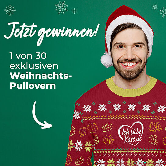 Gewinne einen Weihnachts-Pullover von ich-liebe-käse.de