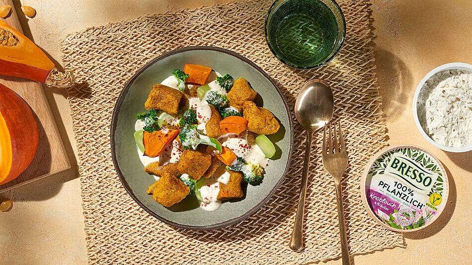 Selbstgemachte vegane Kürbisgnocchi
